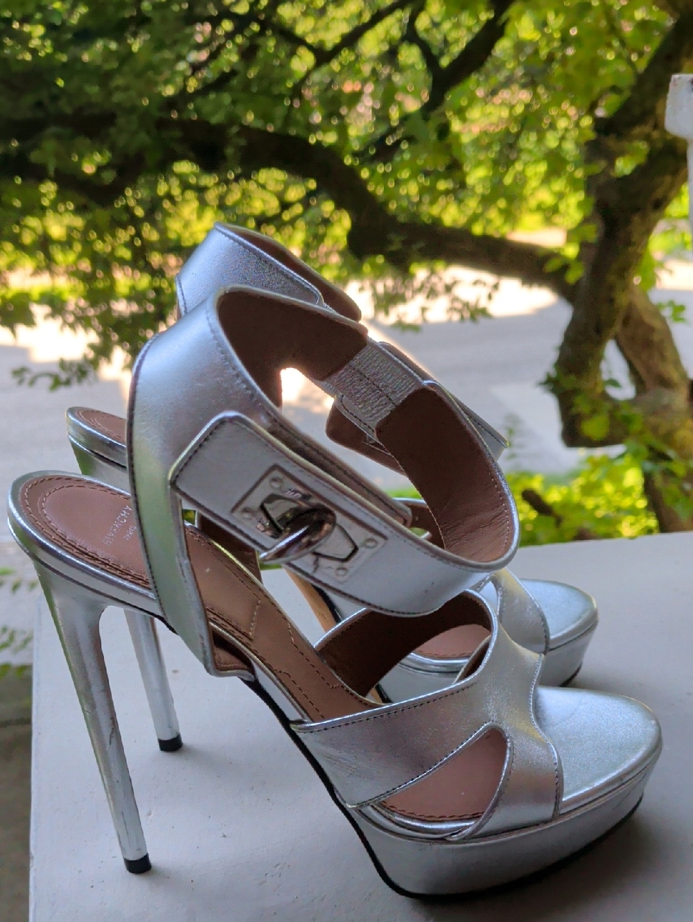 New Silver High Heel Platform Sandals - Givenchy Sharklock